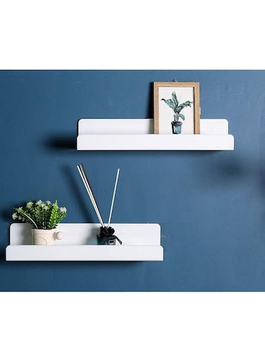 KASTWAVE White Acrylic Floating Shelves Display Ledge,15 Inch Wall Mounted Storage Shelf for Kitchen/Bathroom/Office,5 MM Thick Kids Bookshelf and Spice Rack,Set of 2