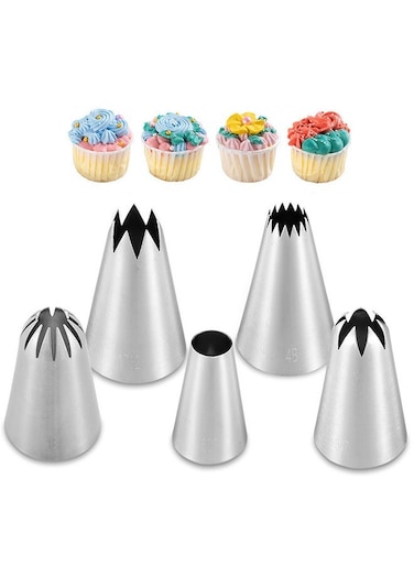 Large Piping Tips Set, Stainless Steel Frosting Piping Kit, Pastry Cake Decorating Tips Baking Tools For Cookies Cupcake Decorating Kit (1E 347 FX-4B 1732 607)