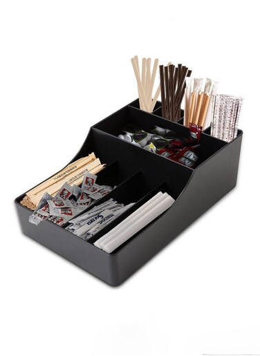 Coffee Station Organizer for Counter Multi Function Straw Rack Storage Box Tea Bag Holder Coffee and Tea Condiment Storage Organizer