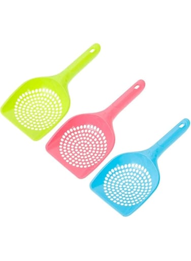 ChicAbode 3 Pack Cat Litter Shovel, Cat Litter Scoop, Pet Cleanning Tool, Plastic Scoop, Mesh Litter Shovel, Litter Cleaner Corner Shovel, Beach Shovel, for Cat Sand Toilet Cleaning