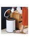 Stainless Steel Pedal Bin, Smudge Resistant Trash Can with Foot Pedal and Soft-Close Lid Round, Hands Free Garbage Bin for Kitchen Living Room Bathroom Office and Hotel (White, 8L)