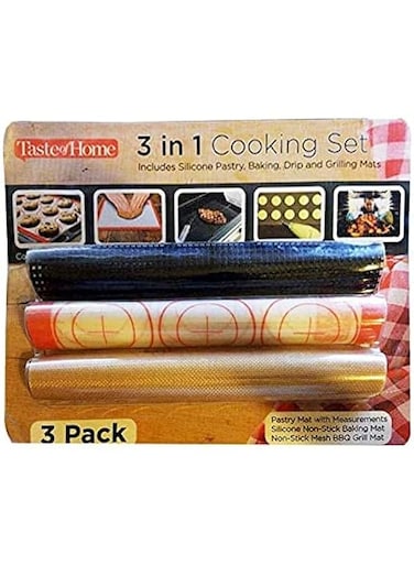 GulfDealz Eco-Friendly Baking Mat Set, Non Stick Liner for Bake Pans, Heat Resistant Cookie Sheets for Macaroon/Pastry, Silicone - Multicolor (3 Pcs)