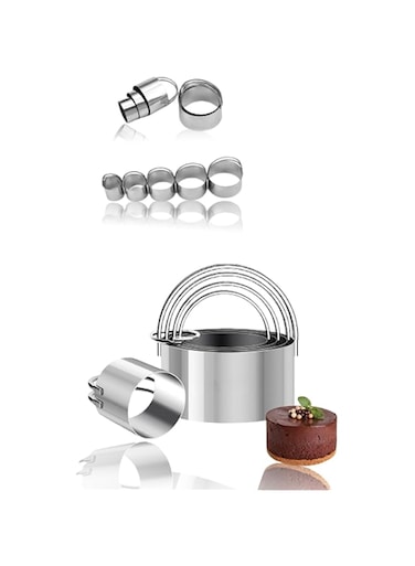 Sweet seven Stainless Steel Circle Biscuit Cutter Set - Professional Round Cookies Mold with Ring Handle for Baking, Pastry, and Doughnut Creations