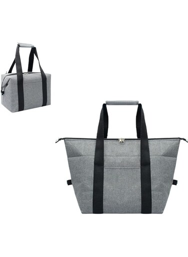 Versatile Reusable Insulated Cooler Tote Bag with Zipper, Leakproof Thermal Grocery &amp; Picnic Bag, Ideal for Hot or Cold Food, Travel, Beach, and Outdoor Activities - Grey