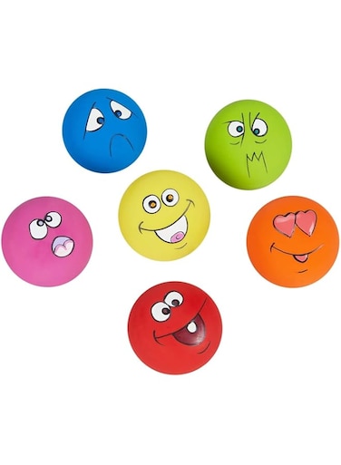 SYOSI Dog Toy, Squeaky Dog Toys, Funny Face Chewing, Latex Rubber, Soft Fetch Play Interactive Dog Balls, for Puppy Small Medium Pet Dog (6PCS)
