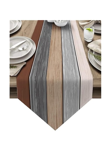 ChicAbode Farmhouse Table Runners, Burlap Linen Rustic Table Runners 183 cm Long, Retro Barn Wood Gray Brown Table Runner for Coffee Table, Holiday Parties, Wedding, Events Dinner, Home Decor