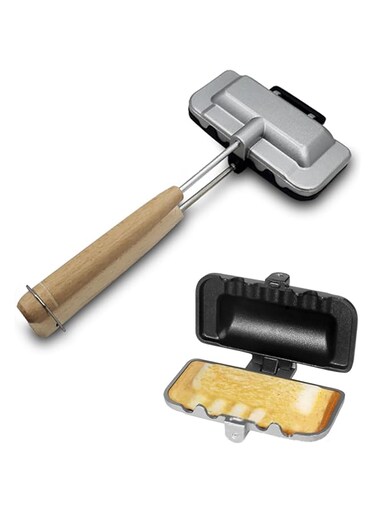 Iron Sandwich Maker, Double Sided Aluminum Alloy Sandwich Maker Pan, Nonstick Campfire Cooking Equipment for Breakfast, Sandwich Press for Camping, Pancakes, Toast, Omelets Perfect for Outdoor Cooking