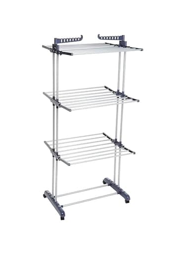 Silk Route Multi-Layer Drying Rack with Wheels, Blue/Grey