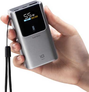 CUKTECH 10 mini Power Bank, 10,000mAh(2S1P) 55W Compact Pocket Portable Charger, Smart LED Display, Fast Charging for iPhone 17/16, Samsung S25 Ultra, Xiaomi