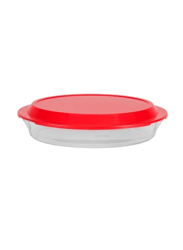 3.5 L Glass Baking Dish with Lid-RF12196/ Oval Tray Perfect for Baking and Serving/ Casserole with Easy Grab Handles and Knob/ Oven, Dishwasher and Freezer Safe Clear 3.5Liters