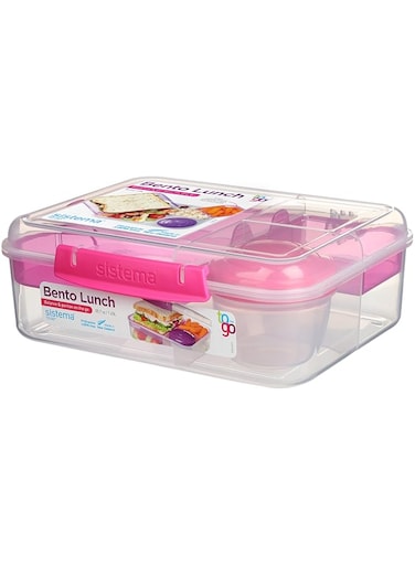 Sistema 21671 Go Collection Bento Box Clear Medium Pink 21690-3