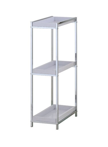 3 Tier PP Tray Shelf Rack Stand, Slim Storage Organizer, Utility Shelf for Office, Kitchen, Mobile, Bathroom, Laundry Storage Shelf Rack - ZEN-258 silver 23x38.5x71cm