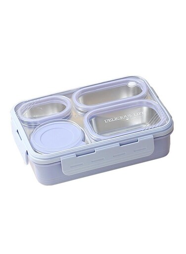 Lunch Box with Soup Bowl,850ml Stainless Steel Leak-proof Lunch Box,Compartments Food Container With Spoon And Chopsticks,Bento Box For Kids And Adults, Purple
