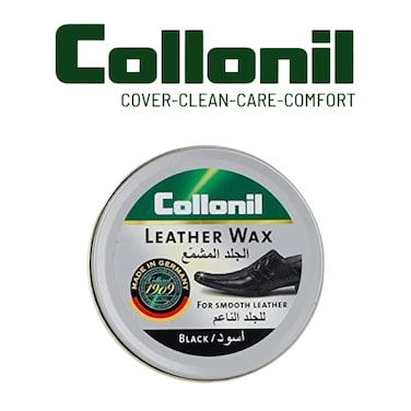 Collonil Leather Wax Tin Black 50ml &ndash; Nourishing High-Gloss Shoe Polish for Premium Leather Care