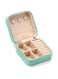 ZPROW Travel Jewelry Case, Mini Portable Jewelry Travel Boxes, Small Jewelry Organizer for Rings, Earrings, Pendants, Watches, Necklaces, Lipsticks Organizer Storage Holder Case (Cyan Blue)
