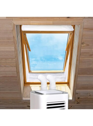 Centre Pivot Roof Window Sealing Kit, for Portable Air-Conditioner and Tumble Dryer, Works with Every Mobile Air-Conditioning Unit, Window Kit, for Window Perimeter up to 390 cm (230cm x 2 Set)