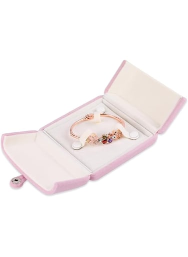 Pink Velvet Bracelet Box Jewelry Gift Box Earrings Display Storage Case for Christmas Engagement Proposal Anniversary