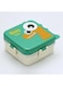 Twisoo Super Dinosaur Steel Lunch Box, Dino Eye Spill Free Steel Lunch Box Stainless Steel Double Decker Bpa Free Leakproof Soup Bowl and Spoon 3 Compartment 1120ml 70ml (Green)