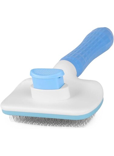 Self Cleaning Slicker Brush,Dog Brush &amp; Cat Brush with Massage Particles,Removes Loose hair &amp; Tangles,Skin Friendly &amp; Promote Circulation (Sky Blue)