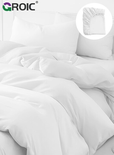 4Pcs Disposable Sheet Set, Travel-Safe Disposable Cover Sheets for Travel, Disposable Bed Sheet, Disposable Duvet Cover, Disposable Pillowcases, Perfect for Hotels, Bedding Set for 1.8m Beds