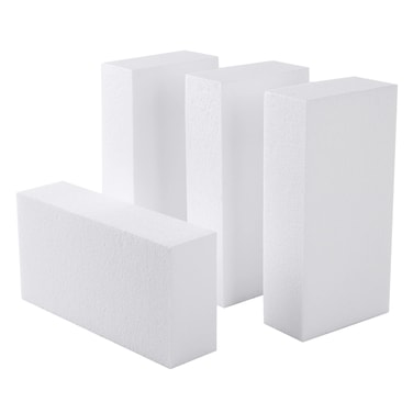 CRAFT MAGIC 4-Pack Polystyrene Foam Blocks &ndash; 8x4x2 Inch Craft Bricks for Sculpting, Flower Arrangements, Modelling, and DIY Projects at School or Home.