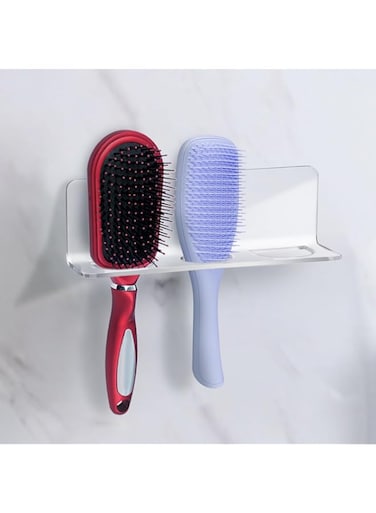 TEITEAI Hair Brush Holder - Transparent Wall Mounted Hair Brush Holder for Bathroom, Stylish Acrylic Hair Brush Holder for Women, Perfect Hair Tool Storage Solution, Hair Brush Holder Organizer