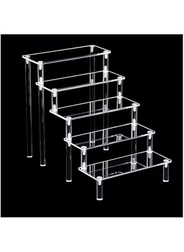 Acrylic Display Rack Risers, Transparent Display Stand Ladder Display Rack Cartoon Jewelry Display Rack for Collections, Tabletop Figures Acrylic Display Stand for Decoration Organizer, Clear
