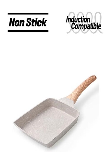 Omelette Pan, Tamagoyaki Nonstick Frying Healthy Granite Egg Pan for Breakfast, Suitable Gas and Induction Cooktops
