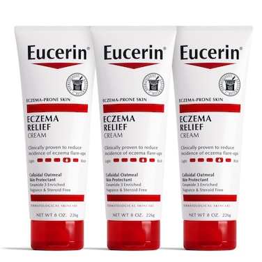 EucerinEczema Relief Cream, Full Body Lotion for Eczema-Prone Skin, Moisturizing Eczema Cream, Body Moisturizer, Multi-Pack, 8 oz. Tube (Pack of 3)