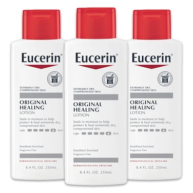 EucerinOriginal Healing Lotion - Fragrance Free, Rich Lotion for Extremely Dry Skin - 8.4 fl. oz. Bottle (Pack of 3)