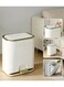 Trash Can With Lid, Plastic 3 Gallon Garbage Can With Press Top Lid Gold Step Pedal Trash Can, Narrow White Trash Bin For Bathroom, Bedroom, Restroom, Living Room, Office (TG3990)