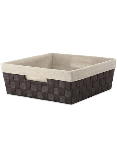 Whitmor Woven Strap Liner Shelf Tote, Espresso