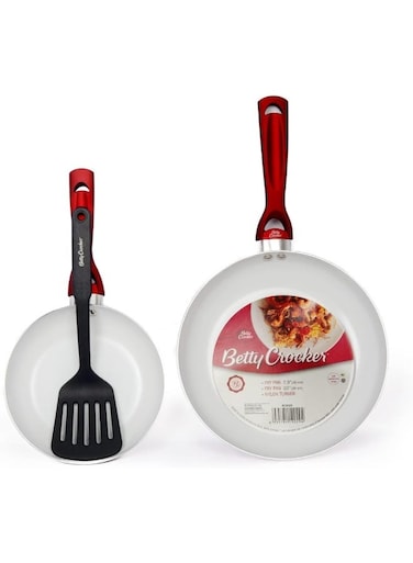 Crocker Non-Stick Carbon Steel Fry Pan 2-Piece Set 26 20 Cm Size Red White
