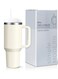 Mug, 40 oz Travel Mug with Handle, Straw Lid Mug with Lid Insulated Stainless Steel Mug Iced Tea Coffee Gift Cream, Cold or Hot Drinks Travel Mug (304 Stainless Steel 40oz) White