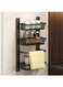 Rack, Kitchen Shelf Organizer Countertop, 3-Tier Standing Seasoning Rack for Storage Spice, Kitchen Spice Organizer, Spice Holder (3-Tier Adjustable, Black)