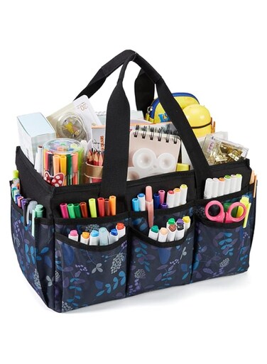 Craft Organizer Tote Bag, Art Caddy Organizer with Handles,Multi-Functional Craft Caddy for Sewing &amp; Scrapbooking Supplies,Travel Art Box with Handle.JOSIVIKY (Blue)