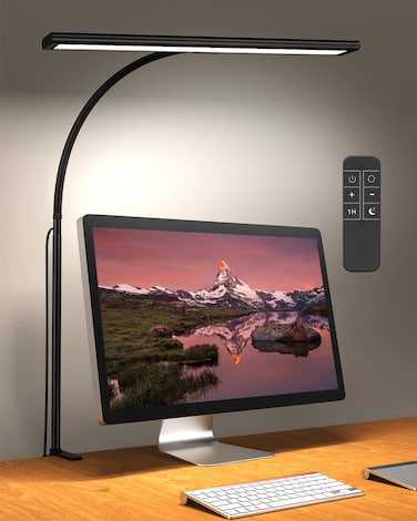 Desk Light with Remote Controller, Dimmable 160 LED Desk Lamps for Home Office, Reading Lamp Clip on Table for Workbench, Drafting, Nail Tech, Sewing, Puzzle, Drawing