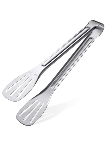 Extodry Durable Kitchen Tongs(9'')-Polished Mirror Silver,Easy to Clean,Stable 304 Stainless Steel Cooking Tongs,Food Safe,Non Stick,Used for Salad,BBQ,Serving,Frying Tongs Utensils,Kitchen Gift etc