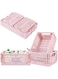Weraher Plastic Baskets for Desk Organizing, Drawer Organizer, Collapsible Storage Boxes, 2 Medium+2 Small Durable Folding Storage Crate for Home Kitchen Classroom Office Bedroom and Bathroom (Pink)