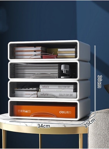 Stackable Desk Storage Drawers, Desktop Organizer with Drawers, Stackable Storage Box, Plastic Desk Storage Organizer for Home, Office, School, Makeup, Crafts, Bathroom(4 large )