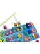 Early Learning Toys for Toddlers, Educational Wooden Board 5 in 1 Numbers Action Math Counting Fish Catching, Wooden Montessori Toys, Wooden Logarithmic Toy