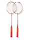 Badminton Racquet 2 Pcs Set - Model 658 with Full Iron Frame, T-Joint Design &amp; Cover &ndash; Perfect for Family Entertainment, Red