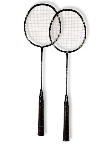 Whizz Badminton Racket ED02 2 Pcs Set &ndash; Protector Design, 3U (88g), Pre-Tensioned at 20lbs &ndash; Perfect for Beginners, Teenagers &amp; Family Fun, Black