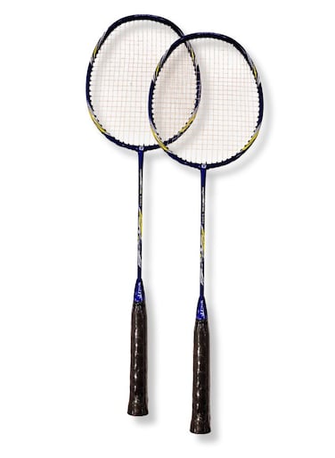 Whizz Badminton Racket ED02 2 Pcs Set &ndash; Protector Design, 3U (88g), Pre-Tensioned at 20lbs &ndash; Perfect for Beginners, Teenagers &amp; Family Fun, Blue