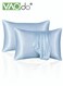 2PCS Satin Pillowcase Set Soft Breathable Skin and Hair Friendly Pillow Cover 51*102CM Blue