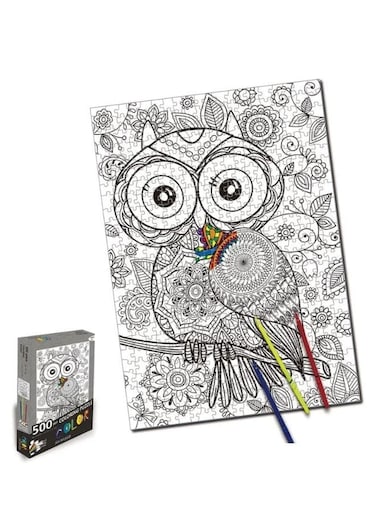 500 pieces DIY doodle drawing toys color painting wholesale blank jigsaw puzzle with 6 Color Pens