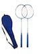 Badminton Racquet 2 Pcs Set - Model 658 with Full Iron Frame, T-Joint Design &amp; Cover &ndash; Perfect for Family Entertainment, Blue