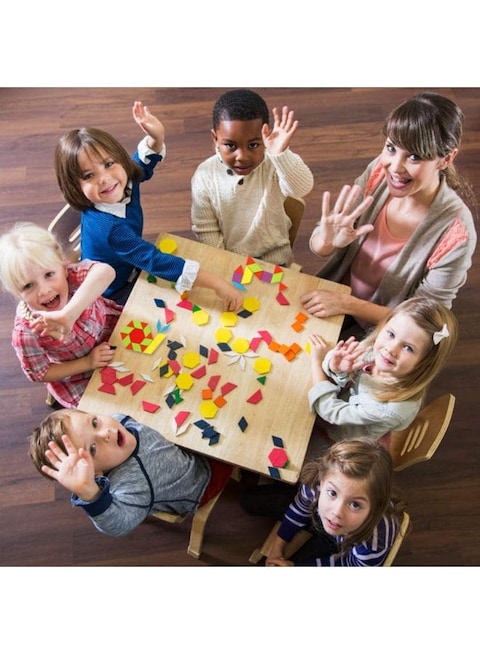 155 Pcs Wooden Pattern Blocks Set Geometric Shape Puzzles Preschool Learning Toy STEM Gift for Kids - Kindergarten Educational Montessori Tangram Toys for Boys &amp; Girls with 24 Pcs Design Cards