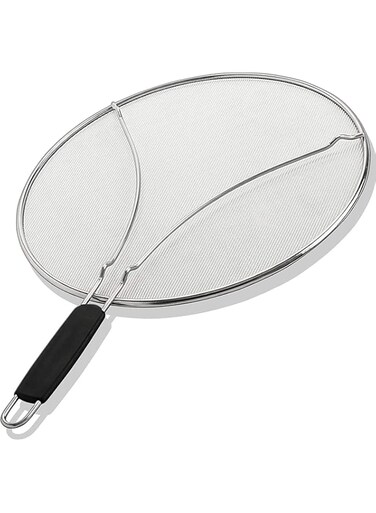 BergKoch Frying Pan Splash Screen - 11.5" Stainless Steel Grease Splash Protector - Covers Oil Splashes When Cooking Bacon, Fried Chicken or Popcorn