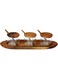 BLACKSTONE Walnut Wooden Spice Storage Container With Bottom tray and 3 Glass Jars Condiment set - WN3813
